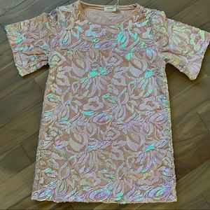 Velvet Iridescent Sequin T-shirt Dress
